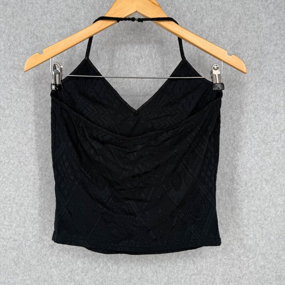 Express Womens Y2K 90s Halter Top Size M Black Whimsigoth Dark Fairy Witchy - Picture 4 of 10